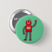 Robi der Retro Roboter-Knopf Button (Vorne & Hinten)