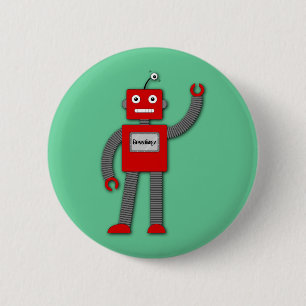 Robi der Retro Roboter-Knopf Button