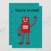 Robi the Retro Robot Einladung (Vorne/Hinten)