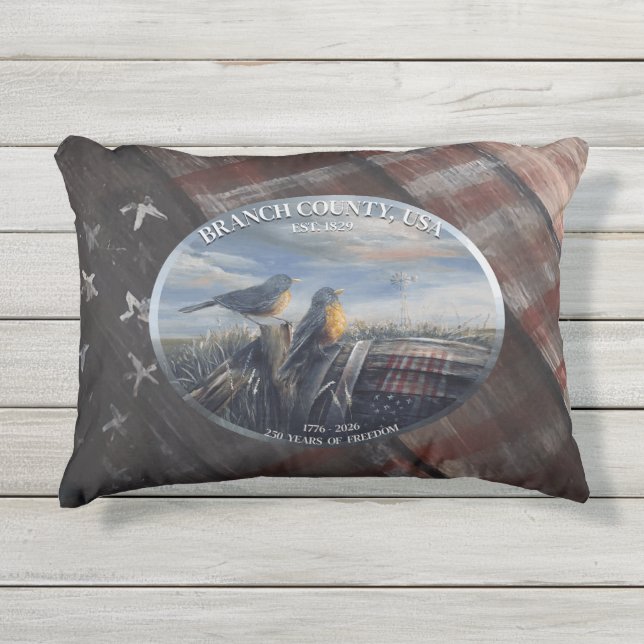 Robin 250yrs Branch Co MICH Kissen Für Draußen (Vorderseite)