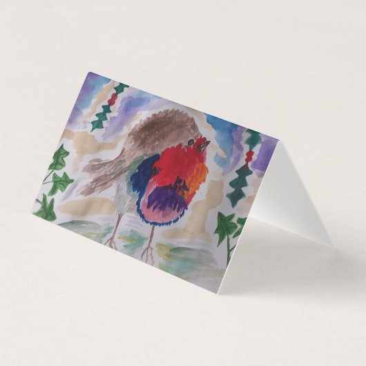 Robin Abstrakt Art Christmas Card (Rückseite)