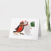 Robin and Friend Frohe Weihnachtskarte Dankeskarte (Vorderseite)