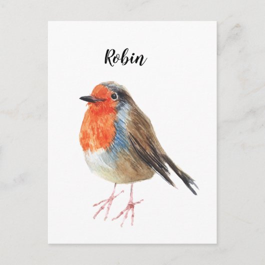 Robin Aquarell bemalt Vogel. Gute Karte. Postkarte (Vorderseite)
