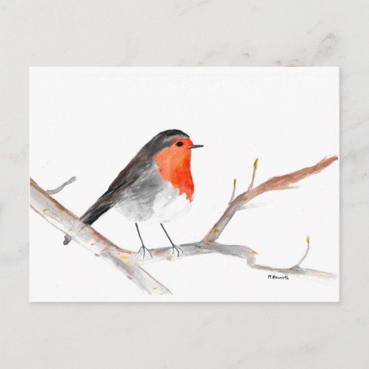 Robin Aquarell Weihnachtskunst Feiertagspostkarte (Vorderseite)