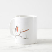 Robin Aquarell Weihnachtskunst Kaffeetasse (Vorderseite Links)