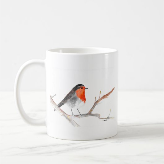 Robin Aquarell Weihnachtskunst Kaffeetasse (Links)