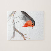 Robin Aquarell Weihnachtskunst Puzzle (Horizontal)