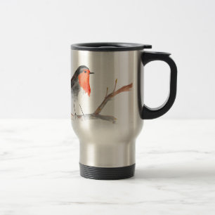 Robin Aquarell Weihnachtskunst Reisebecher