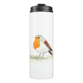 Robin Aquarell Weihnachtsvogelwälder Thermosbecher