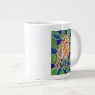 Robin auf Buntglas Jumbo-Tasse