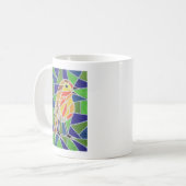 Robin auf Buntglas Kaffeetasse (Vorderseite Links)