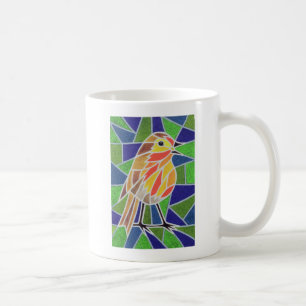 Robin auf Buntglas Kaffeetasse
