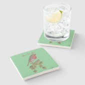 Robin, auf Efeu-Blatt-Wildvögeln Steinuntersetzer (Seitenansicht)