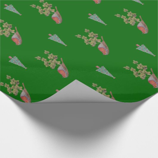 Robin auf Efeu-Blättern, Weihnachten der wild lebe Geschenkpapier (Ecke)