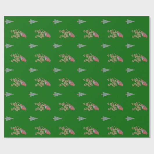 Robin auf Efeu-Blättern, Weihnachten der wild lebe Geschenkpapier (Flach)