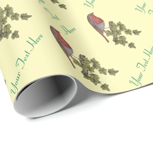 Robin auf Efeu-Blättern, wild lebende Vögel Geschenkpapier (Rolleneckpunkt)