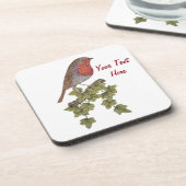 Robin auf Efeu-Blättern wild lebende Vögel zu Weih Getränkeuntersetzer (Linke Seite)