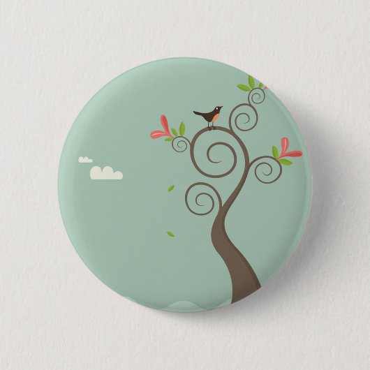 Robin auf einem Baum Button (Vorderseite)