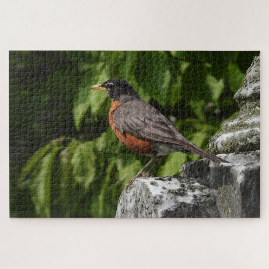 Robin auf einem Headstone Puzzle (Horizontal)