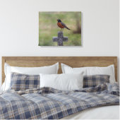 Robin auf einem Kreuz Leinwanddruck (Insitu (Schlafzimmer))