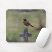 Robin auf einem Kreuz Mousepad (Mit Mouse)