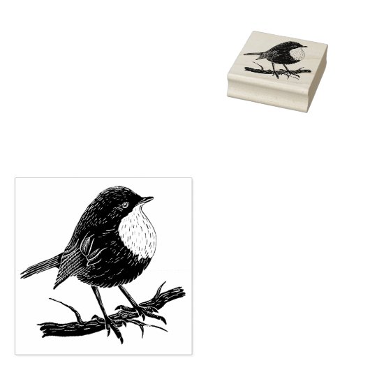 Robin auf einem Zweig Gummistempel (Stempel)