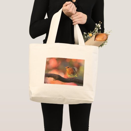 Robin auf einem Zweig Jumbo Stoffbeutel (Vorderseite (Produkt))