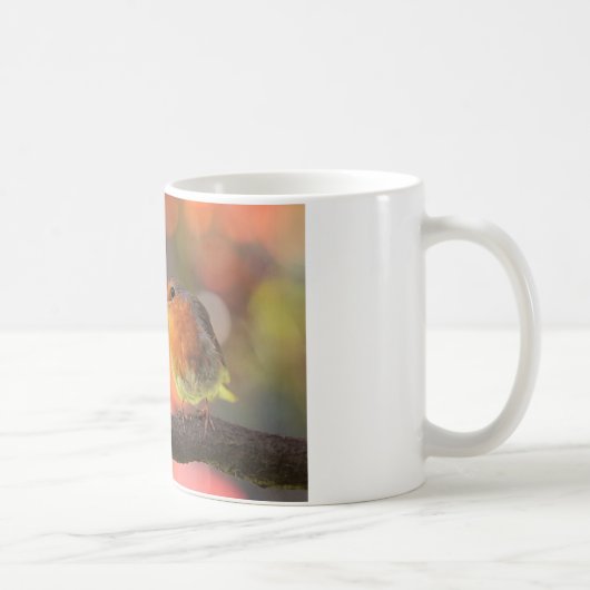 Robin auf einem Zweig Kaffeetasse (Rechts)