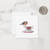 Robin auf einer Teacup Postcard Style Note Card Mitteilungskarte (Vorderseite/Rückseite Beispiel)