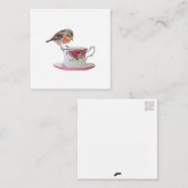 Robin auf einer Teacup Postcard Style Note Card Mitteilungskarte (Vorne/Hinten)