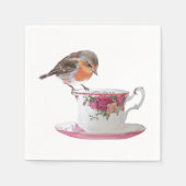 Robin auf Teacup-Servietten Serviette (Vorderseite)