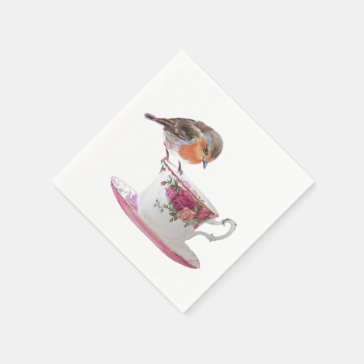Robin auf Teacup-Servietten Serviette (Ecke)