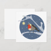 Robin auf Zweig Feiertagskarte (Vorne/Hinten)