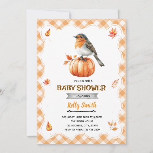 Robin Baby Shower Invitation Einladung (Vorderseite)