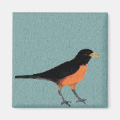 Robin Bird Art Blue Magnet (Vorne)