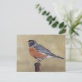 Robin Bird Art Postcard Postkarte (Stehend Vorderseite)