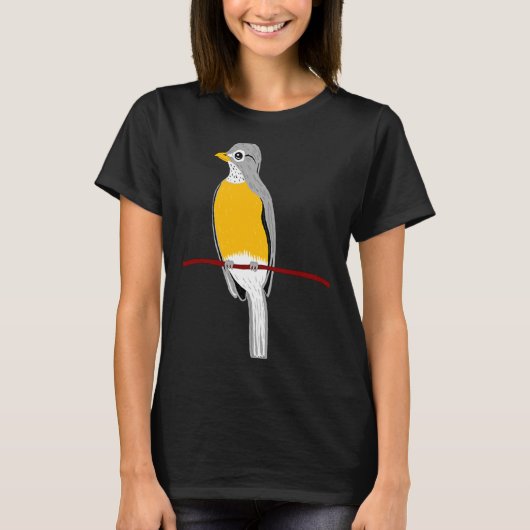Robin Bird auf Baumzweig T-Shirt (Vorderseite)