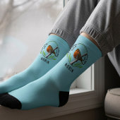 Robin Bird auf Winter Branch Blue Christmas Socks Socken