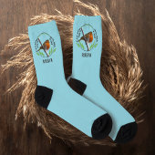 Robin Bird auf Winter Branch Blue Christmas Socks Socken