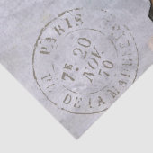 Robin Bird Branch French Postmark Blue Decoupage Seidenpapier (Detail)