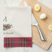 Robin Bird Custom Monogram Christmas Geschirrtuch (Viertel Falte)