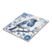 Robin Bird Delft Blue und White Floral Fliese (Seite)