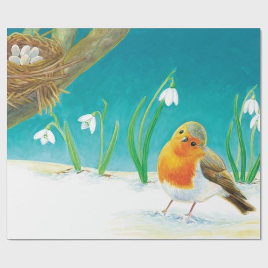Robin Bird (Erithacus rubecula) Geschenkpapier (Flach)