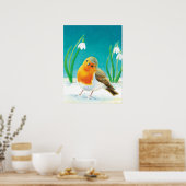 Robin Bird - Erithacus rubecula Poster (Küche)