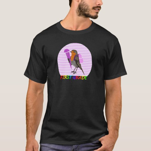 Robin Bird First Day of School First Grade Animal T-Shirt (Vorderseite)