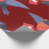Robin Bird Flying with Red Heart Love Letter Geschenkpapier (Ecke)
