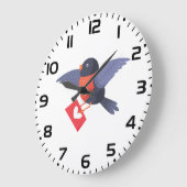 Robin Bird Flying with Red Heart Love Letter Große Wanduhr (Winkel)