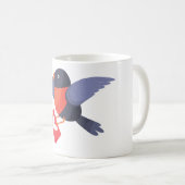 Robin Bird Flying with Red Heart Love Letter Kaffeetasse (VorderseiteRechts)