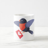 Robin Bird Flying with Red Heart Love Letter Kaffeetasse (Mittel)