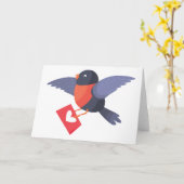 Robin Bird Flying with Red Heart Love Letter Karte (Gelbe Blume)